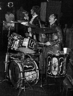 Ca. 1968, side view showing left floor tom employed as stick and drink holder.