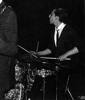 Keith, ca. 1963 with the Beachcombers, playing Premier kit.