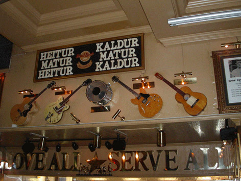 The Hard Rock Café in Reykjavik, Iceland, has one of Keith’s chrome mounted toms (14×8) on display. Courtesy Martin Forsbom.