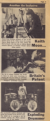 Go Magazine August 1967 clip on Keith’s kit. Clip courtesy Martin Forsbom.