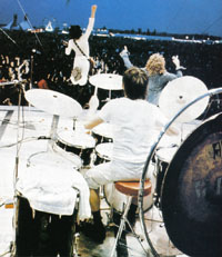 Click to view larger version. 1972, rear view of drumkit.