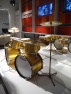 Click to view larger version. Gold Premier kit on display at Grammy Museum, courtesy Lee Harrington. Photo 1 (side)
