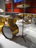 Click to view larger version. Gold Premier kit on display at Grammy Museum, courtesy Lee Harrington. Photo 3 (side)