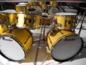Click to view larger version. Gold Premier kit on display at Grammy Museum, courtesy Lee Harrington. Photo 5 (front)