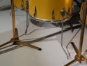 Click to view larger version. Gold Premier kit on display at Grammy Museum, courtesy Lee Harrington. Photo 9 (stands)