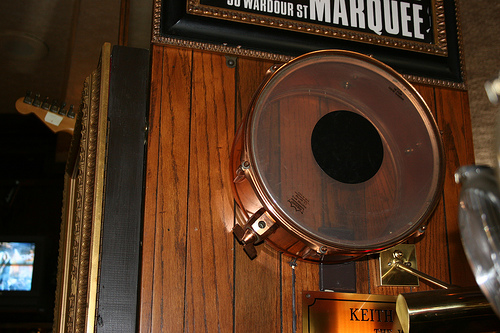 Copper timbale from Premier kit on display at the Hard Rock Café in Los Angeles.