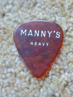 Pete Townshend’s guitar pick from Manny’s Music Store in New York, courtesy www.rockstarsguitars.com