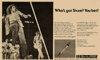 Shure ad, ca. 1977, courtesy White Fang’s Who Site.
