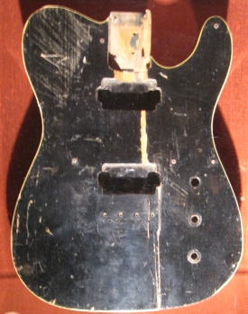 Photo of double-bound poplar Giffin body on display at Hard Rock Café in Chicago.