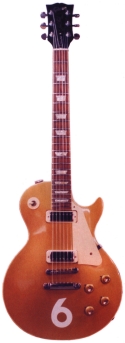 Click to view larger version. No. 6 two-pickup Les Paul Deluxe, repaired.